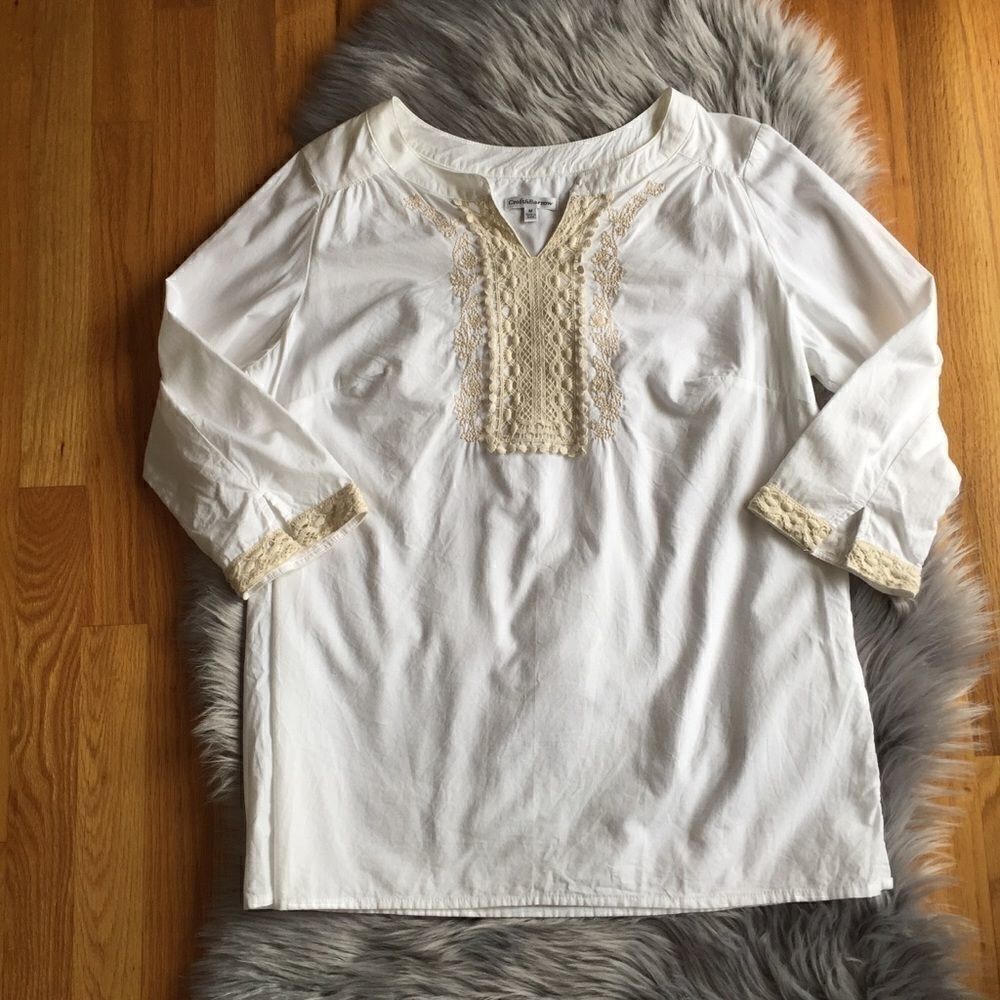 Women’s Croft & Barrow Shirt Size Medium Crochet Deaign